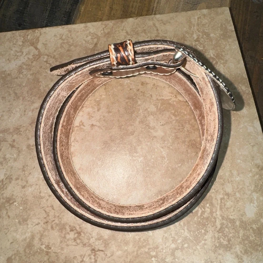 Tony Lama Belt Mens 30 Western Filigree Tooled Floral Leather Cowboy‎ Rodeo Tan